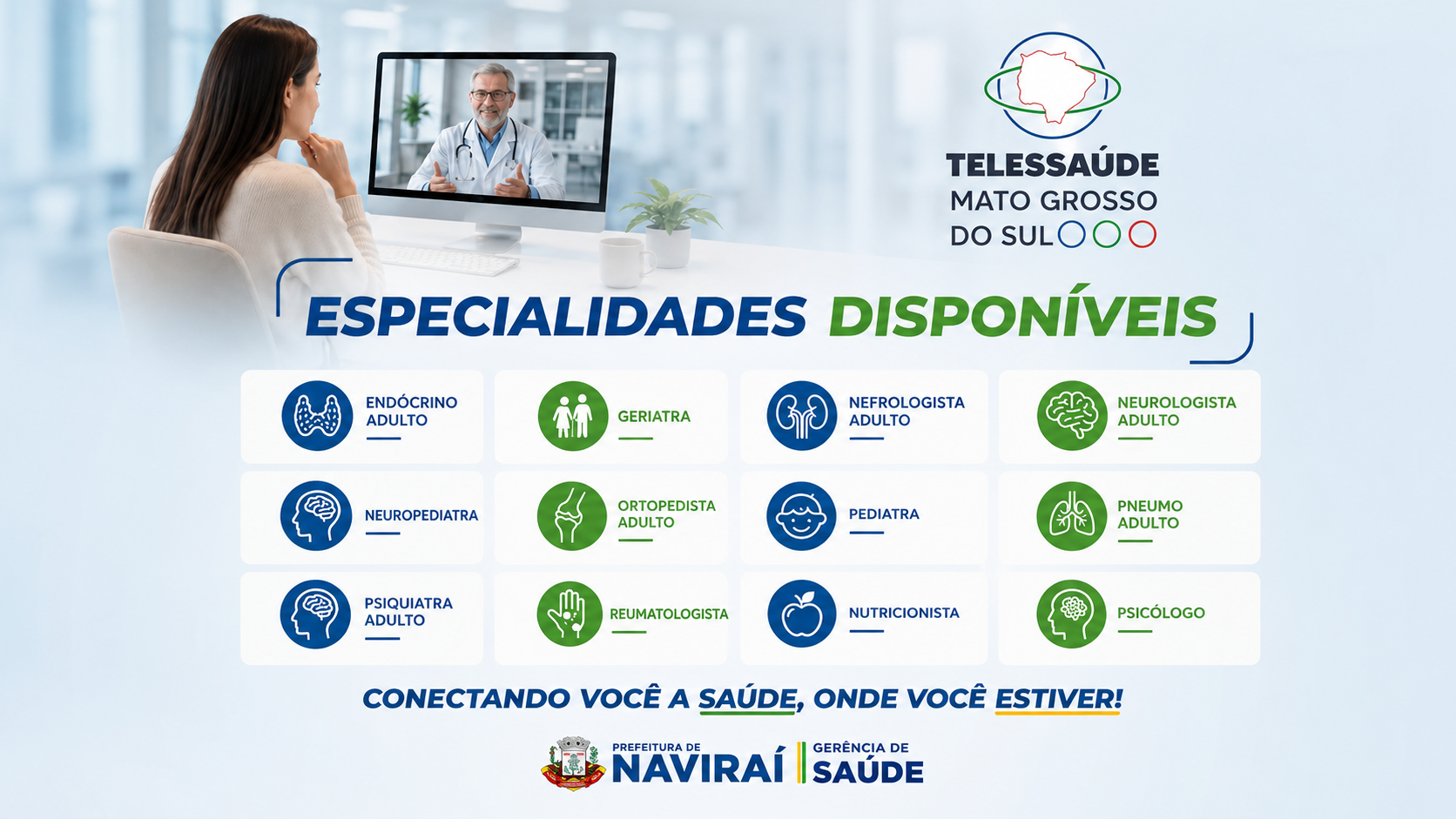 Programa Telessaúde facilita consultas com especialistas em Naviraí