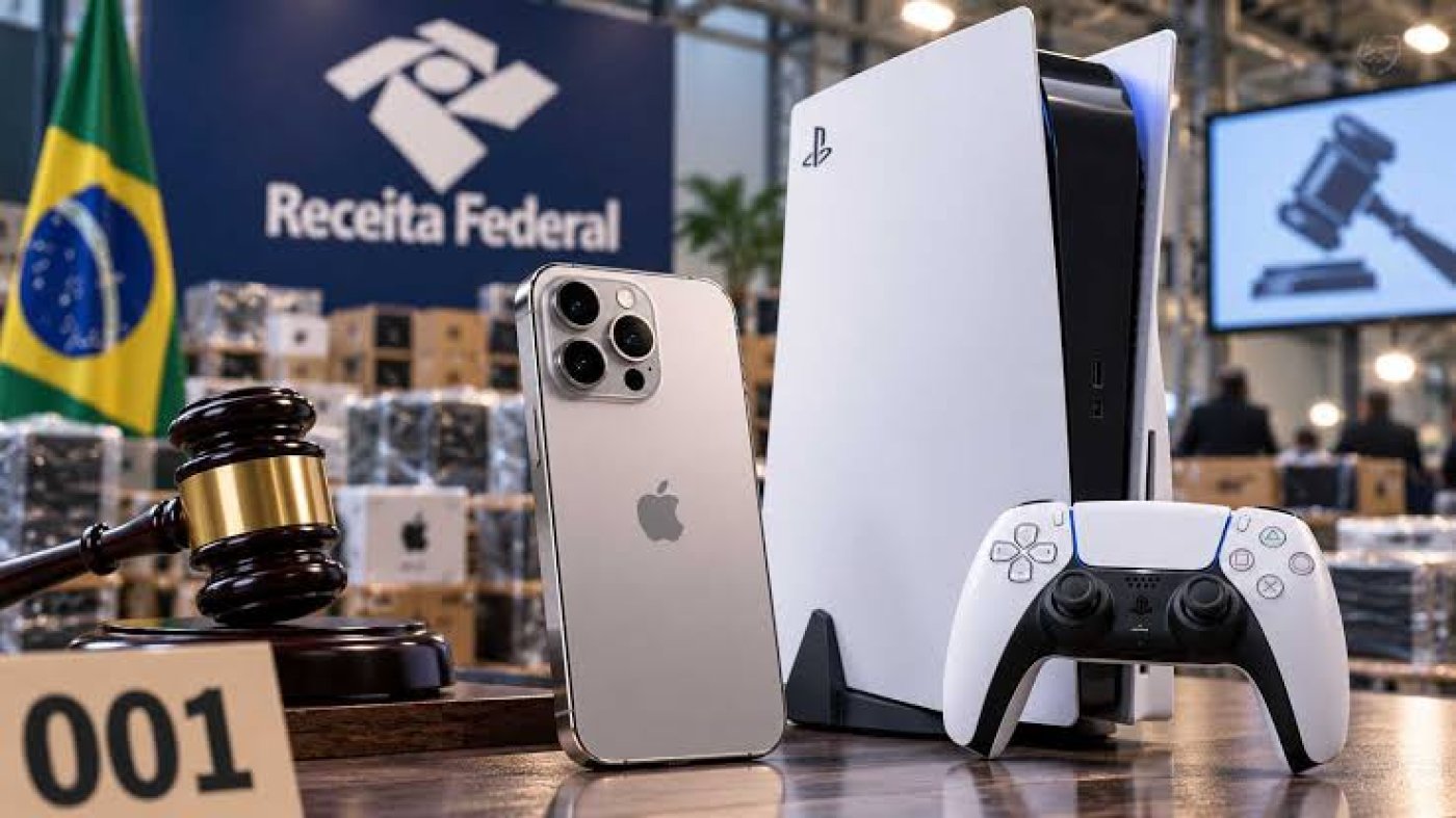 Leilão da Receita tem PlayStation 5 por R$ 554 e iPhone 17 Pro por R$ 1,6 mil