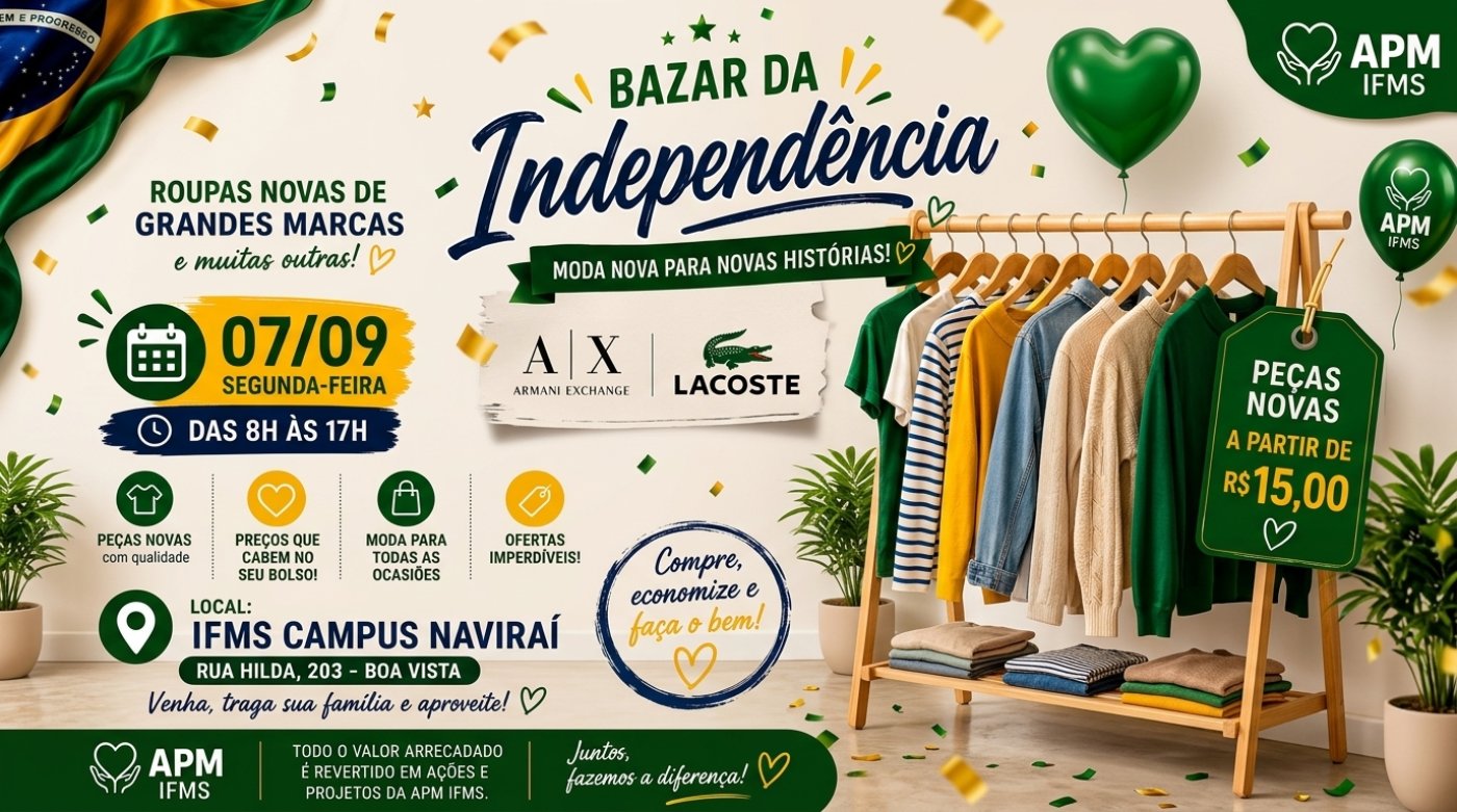APM do Instituto Federal realiza Bazar da Independência nesta segunda-feira em Naviraí