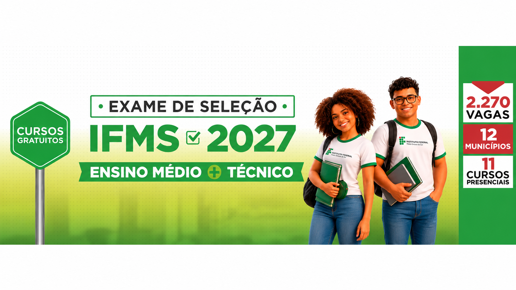 IFMS oferece 2.270 vagas em MS, com 160 oportunidades em Naviraí